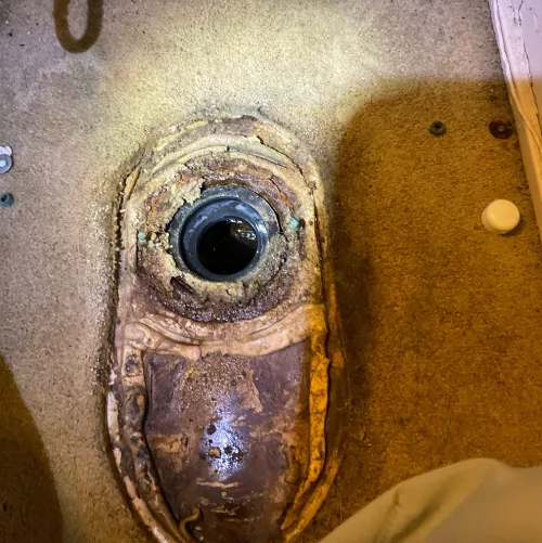 Dye Plumbing & Heating toilet closet flange inspection in LaPorte County